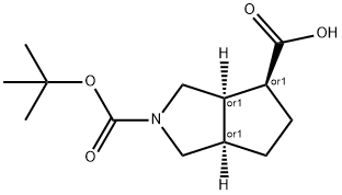 (3AS,4R,6aS)-rel-2-Boc-octahydro-cyclopenta-[c]pyrrol-4-carboxylic acid Struktur