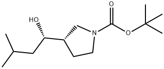 (S)-tert-butyl 3-((S)-1-hydroxy-3-methylbutyl)pyrrolidine-1-carboxylate Struktur