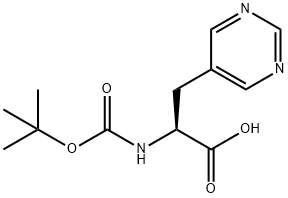 (alphaS)-alpha-[[(tert-Butoxy)carbonyl]amino]-5-pyrimidinepropanoic acid Struktur