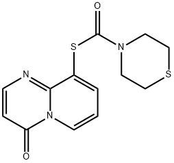 S-(4-Oxo-4H-pyrido(1,2-a)pyrimidin-9-yl) 4-thiomorpholinecarbothioate Struktur