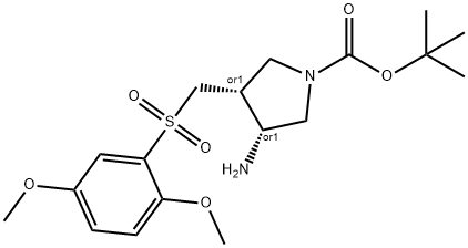 (3R,4R)-tert-butyl 3-amino-4-((2,5-dimethoxyphenylsulfonyl)methyl)pyrrolidine-1-carboxylate Struktur