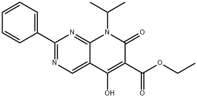 ethyl 5-hydroxy-8-isopropyl-7-oxo-2-phenyl-7,8-dihydropyrido[2,3-d]pyrimidine-6-carboxylate Struktur