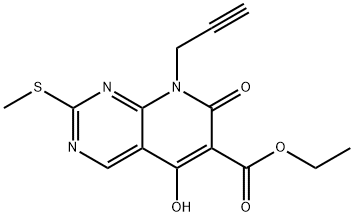 ethyl 5-hydroxy-2-(methylthio)-7-oxo-8-(prop-2-ynyl)-7,8-dihydropyrido[2,3-d]pyrimidine-6-carboxylate Struktur