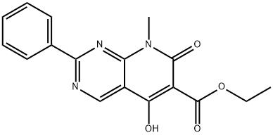 ethyl 5-hydroxy-8-methyl-7-oxo-2-phenyl-7,8-dihydropyrido[2,3-d]pyrimidine-6-carboxylate Struktur