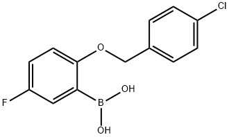 2-(4-Chlorophenylmethoxy)-5-fluorophenylboronic acid Struktur