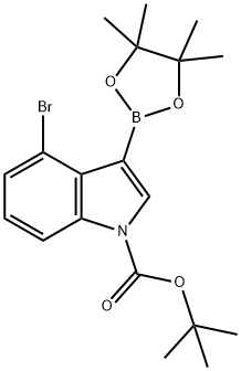 tert-Butyl 4-bromo-3-(4,4,5,5-tetramethyl-1,3,2-dioxaborolan-2-yl)-1H-indole-1-carboxylate Struktur