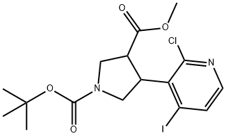 1-tert-Butyl 3-methyl 4-(2-chloro-4-iodopyridin-3-yl)pyrrolidine-1,3-dicarboxylate Struktur