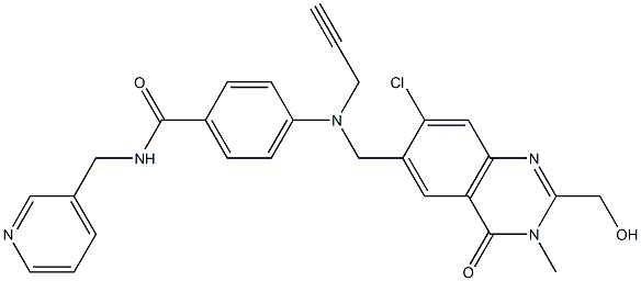 4-(((7-chloro-2-(hydroxyMethyl)-3-Methyl-4-oxo-3,4-dihydroquinazolin-6-yl)Methyl)(prop-2-ynyl)aMino)-N-(pyridin-3-ylMethyl)benzaMide Struktur