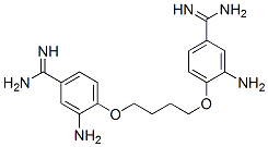 3-amino-4-[4-(2-amino-4-carbamimidoyl-phenoxy)butoxy]benzenecarboximid amide Struktur