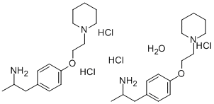 Benzeneethanamine, alpha-methyl-4-(2-(1-piperidinyl)ethoxy)-, dihydroc hloride, hydrate (2:4:1) Struktur