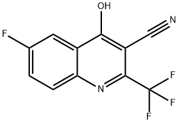 6-Fluoro-4-hydroxy-2-(trifluoromethyl)quinoline-3-carbonitrile Struktur