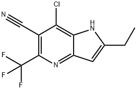 7-Chloro-2-ethyl-5-(trifluoromethyl)-1H-pyrrolo[3,2-b]pyridine-6-carbonitrile Struktur