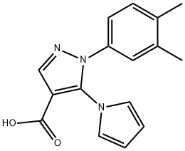 1-(3,4-Dimethylphenyl)-5-(1H-pyrrol-1-yl)-1H-pyrazole-4-carboxylic acid Struktur