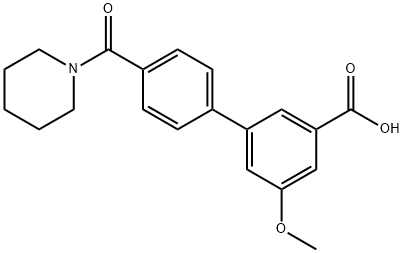 5-Methoxy-3-[4-(piperidinocarbonyl)phenyl]benzoic acid Struktur