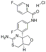 N-[3-[(4aS,7aS)-2-Amino-5,7-dihydro-4H-furo[3,4-d][1,3]thiazin-7a(4aH)-yl]-4-fluorophenyl]-5-fluoro-2-pyridinecarboxamide hydrochloride Struktur