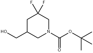 3,3-Difluoro-5-hydroxymethyl-piperidine-1-carboxylic acid tert-butyl ester Struktur