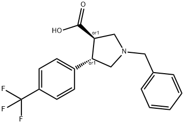 (3S,4R)-1-benzyl-4-(4-(trifluoromethyl)phenyl)pyrrolidine-3-carboxylic acid Struktur