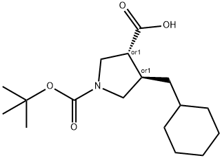 trans-1-(tert-butoxycarbonyl)-4-(cyclohexylMethyl)pyrrolidine-3-carboxylic acid Struktur