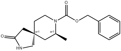 (5R,7S)-benzyl 7-Methyl-3-oxo-2,8-diazaspiro[4.5]decane-8-carboxylate Struktur