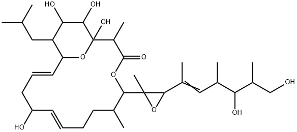 5-[3-(4,6-Dihydroxy-1,3,5-trimethyl-1-hexenyl)-2-methyloxiran-2-yl]-1,11,17,18-tetrahydroxy-2,6-dimethyl-16-(2-methylpropyl)-4,19-dioxabicyclo[13.3.1]nonadeca-9,13-dien-3-one Struktur