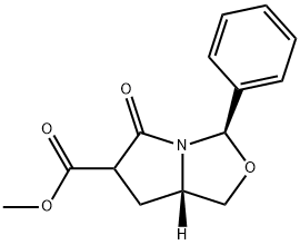 (3R,7aS)-Methyl 5-oxo-3-phenylhexahydropyrrolo[1,2-c]oxazole-6-carboxylate Struktur