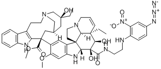 Vincaleukoblastine, 3-(((2-((4-azido-2-nitrophenyl)amino)ethyl)amino)c arbonyl)-O4-deacetyl-3-de(methoxycarbonyl)- Struktur