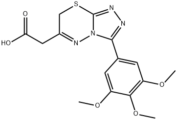 2-[9-(3,4,5-trimethoxyphenyl)-5-thia-1,2,7,8-tetrazabicyclo[4.3.0]nona -2,6,8-trien-3-yl]acetic acid Struktur