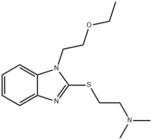 1-ethoxyethyl-2-dimethylaminoethylthiobenzimidazole Struktur