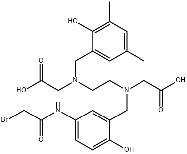 N-(2-hydroxy-3,5-dimethylbenzyl)-N-(2-hydroxy-5-bromoacetamidobenzyl)ethylenediamine-N,N'-diacetic acid Struktur