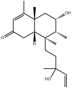 4a,5,6,7,8,8a-Hexahydro-6-hydroxy-8-(3-hydroxy-3-methyl-4-pentenyl)-4,4a,7,8-tetramethylnaphthalen-2(1H)-one Struktur