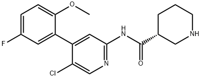 Piperidine-3-carboxylic acid [5-chloro-4-(5-fluoro-2-methoxy-phenyl)-pyridin-2-yl]-amide, 1269815-17-9, 結(jié)構(gòu)式