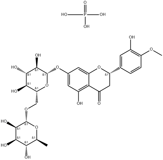 4H-1-Benzopyran-4-one, 7-[[6-O-(6-deoxy-alpha-l-mannopyranosyl)-beta-d-glucopyranosyl]oxy]-2,3-dihydro-5-hydroxy-2-(3-hydroxy-4-methoxyphenyl)-, phosphate, sodium salt Struktur