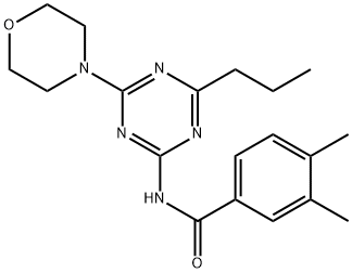 3,4-dimethyl-N-(4-morpholin-4-yl-6-propyl-1,3,5-triazin-2-yl)benzamide Struktur