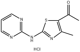 5-acetyl-4-methyl-2-(2-pyrimidinylamino)-1,3-thiazol-3-ium chloride Struktur