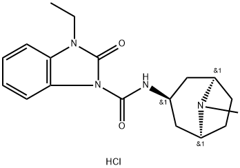 (endo-N-8-methyl-8-azabicyclo(3.2.1)oct-3-yl)-2,3-dihydro-3-ethyl-2-oxo-1H-benzimidazol-1-carboxamide Struktur