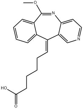 (E)-6-(6-Methoxy-11H-pyrido(4,3-c)(2)benzazepin-11-ylidene)hexanoic ac id Struktur