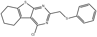 4-CHLORO-2-[(PHENYLTHIO)METHYL]-5,6,7,8-TETRAHYDRO[1]BENZOTHIENO[2,3-D]PYRIMIDINE Struktur