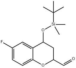 4-tert-Butyldimethylsilyloxy-6-fluoro-2-formyl-3,4-dihydro-2H-1-benzopyran 
(Mixture of Diastereomers) Struktur