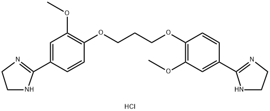 2-[4-[3-[4-(4,5-dihydro-1H-imidazol-2-yl)-2-methoxy-phenoxy]propoxy]-3-methoxy-phenyl]-4,5-dihydro-1H-imidazole Struktur