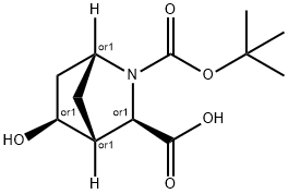 (1S,3S,4S,5R)-Rel-2-Boc-5-hydroxy-2-azabicyclo-[2.2.1]heptane-3-carboxylic acid Struktur