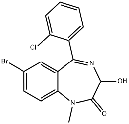 1,3-Dihydro-7-bromo-5-(2-chlorophenyl)-3-hydroxy-1-methyl-2H-1,4-benzo diazepin-2-one Struktur