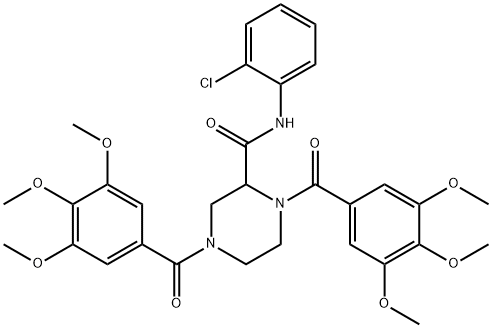 1,4-Bis(3,4,5-trimethoxybenzoyl)-N-(2-chlorophenyl)-2-piperazinecarbox amide Struktur