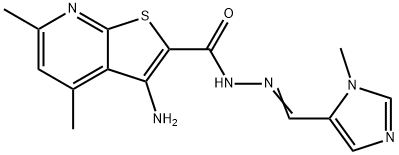 3-AMino-4,6-diMethyl-thieno[2,3-b]pyridine-2-carboxylic acid (3-Methyl-3H-iMidazol-4-yl-Methylene) hydrazide Struktur