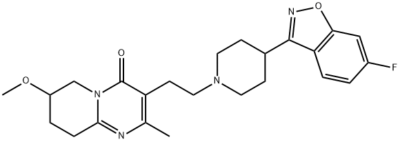 3-[2-[4-(6-Fluoro-1,2-benzisoxazol-3-yl)-1-piperidinyl]ethyl]-6,7,8,9-tetrahydro-7-methoxy-2-methyl-4H-pyrido[1,2-a]pyrimidin-4-one Struktur