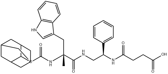 4-[[(1R)-2-[[(2R)-3-(1H-INDOL-3-YL)-2-METHYL-1-OXO-2-[[(TRICYCLO[3.3.1.13,7]DEC-2-YLOXY)CARBONYL]AMINO]PROPYL]AMINO]-1-PHENYLETHYL]AMINO]-4-OXOBUTANOIC ACID Struktur