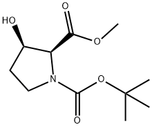 (2S,3R)-1-tert-Butyl-2-methyl-3-hydroxypyrrolidine-1,2-dicarboxylate Struktur