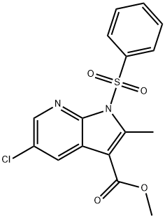 1H-Pyrrolo[2,3-b]pyridine-3-carboxylic acid, 5-chloro-2-Methyl-1-(phenylsulfonyl)-, Methyl ester Struktur