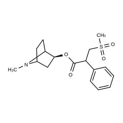 (2S)-8-Methyl-8-aza-bicyclo[3.2.1]octan-3-yl 3-(Methylsulfonyloxy)-2-phenylpropanoate Struktur