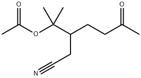 DL-3-(1-ACETOXY-1-METHYLETHYL)-6-OXOHEPTANENITRILE Struktur