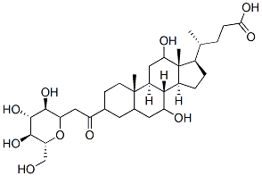 7,12-dihydroxy-3-(2-(glucopyranosyl)acetyl)cholan-24-oic acid Struktur